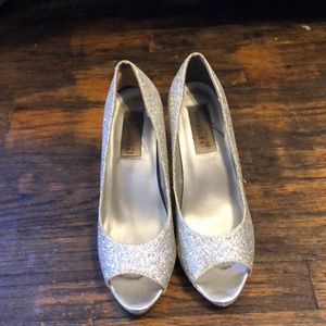 Silver Dyeables Sequins Heels